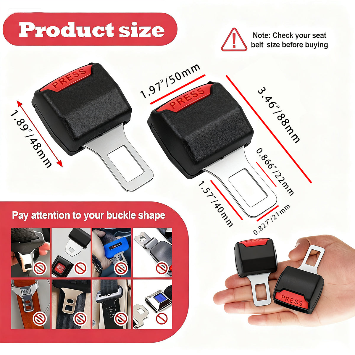 2Pcs Original Belt Buckle Shoulder Pads,Give YouComfortable Driving Compatible with Most Models