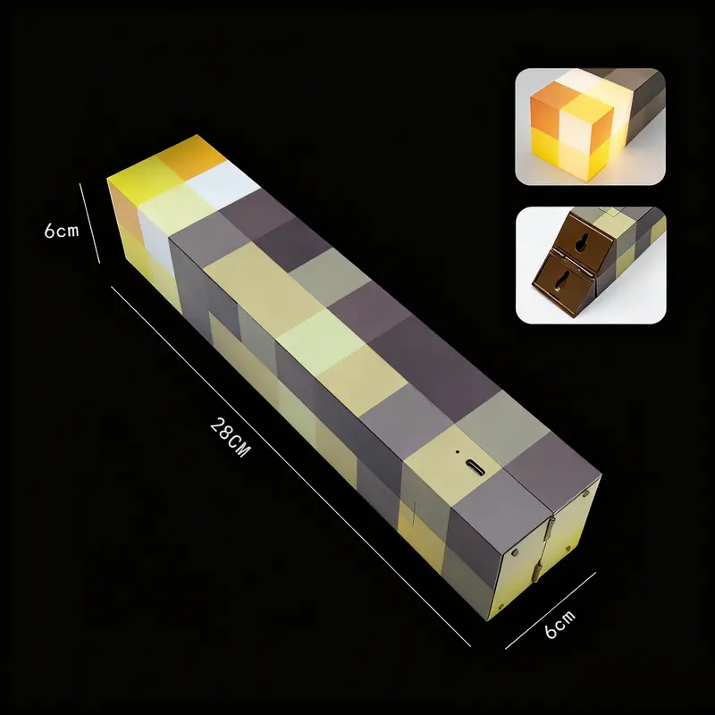 Upgraded Pixel Torch Night Light – USB Pluggable LED Wall Lamp | Handheld Flashlight for Kids Room, Holiday Party & Creative Home Decor,Christmas gift