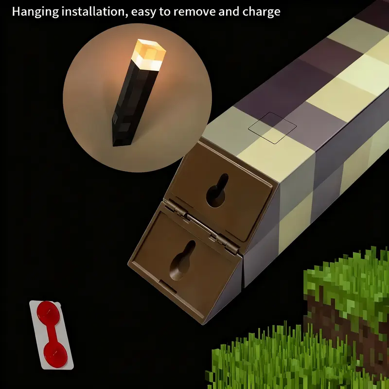 Upgraded Pixel Torch Night Light – USB Pluggable LED Wall Lamp | Handheld Flashlight for Kids Room, Holiday Party & Creative Home Decor,Christmas gift