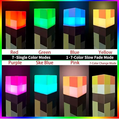 Upgraded Pixel Torch Night Light – USB Pluggable LED Wall Lamp | Handheld Flashlight for Kids Room, Holiday Party & Creative Home Decor,Christmas gift