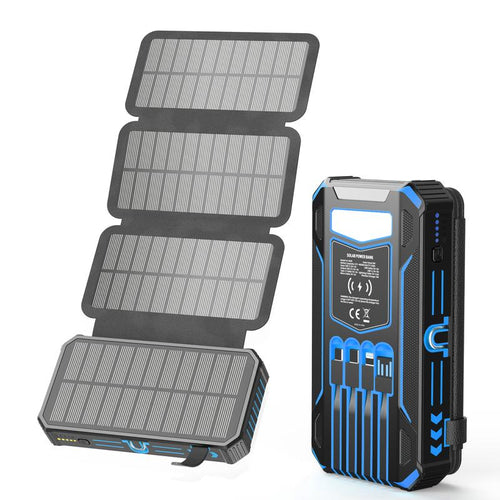 48000 4 Panel Solar Charger Power Bank, Wireless Portable Charger
