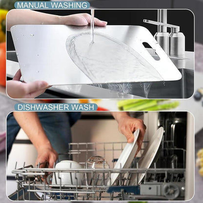 Stainless Steel Cutting Board , Food-Grade Double-Sided, Thin with Multiple Sizes, Universal for Meat & Fruits, Easy to Clean & Antibacterial Chopping Kitchen Knives