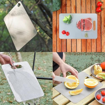 Stainless Steel Cutting Board , Food-Grade Double-Sided, Thin with Multiple Sizes, Universal for Meat & Fruits, Easy to Clean & Antibacterial Chopping Kitchen Knives