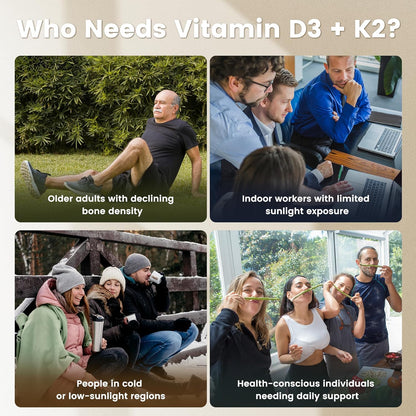 High-Potency Vitamin D3 K2 MK-7 | Complete Bone & Cardiovascular Support in Coconut Oil | 300 Softgels, Easy to Swallow