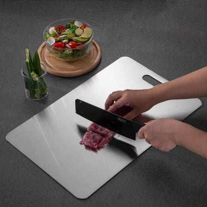 Stainless Steel Cutting Board , Food-Grade Double-Sided, Thin with Multiple Sizes, Universal for Meat & Fruits, Easy to Clean & Antibacterial Chopping Kitchen Knives