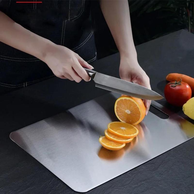 Stainless Steel Cutting Board , Food-Grade Double-Sided, Thin with Multiple Sizes, Universal for Meat & Fruits, Easy to Clean & Antibacterial Chopping Kitchen Knives