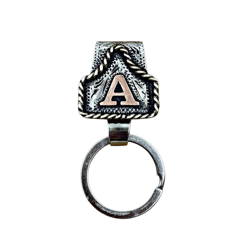 Handmade Cow Tag Belt  Key Holder with Custom Initial.