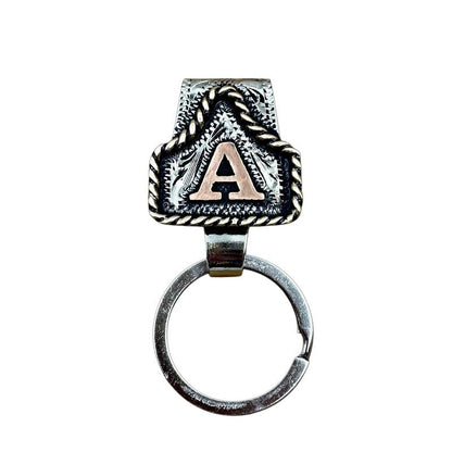 Handmade Cow Tag Belt  Key Holder with Custom Initial.