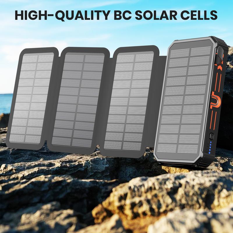 48000 4 Panel Solar Charger Power Bank, Wireless Portable Charger