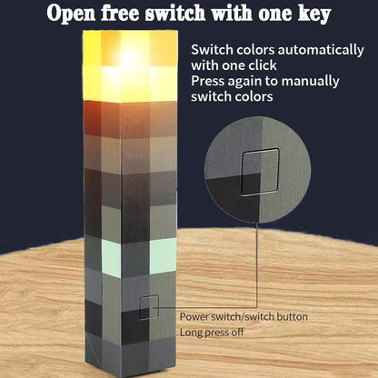 Upgraded Pixel Torch Night Light – USB Pluggable LED Wall Lamp | Handheld Flashlight for Kids Room, Holiday Party & Creative Home Decor,Christmas gift